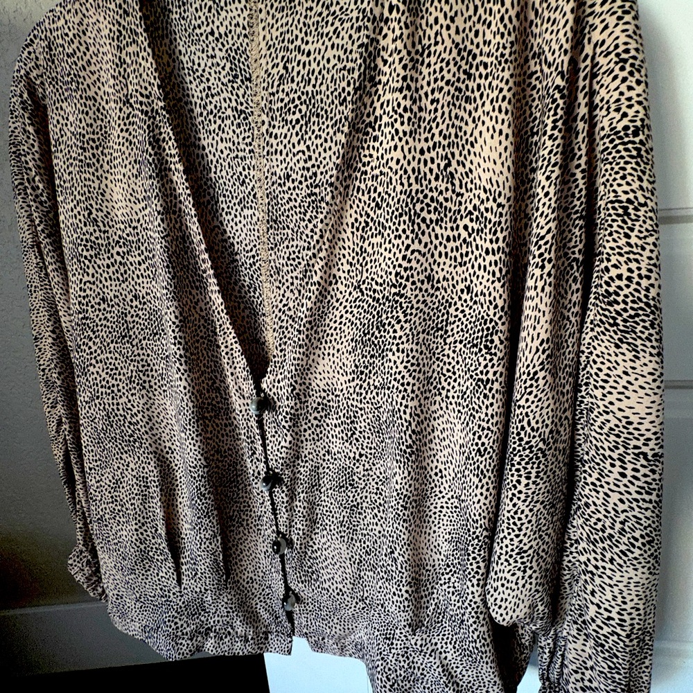 ZARA V Neck Button Down Relaxed Fit Cheetah shirt